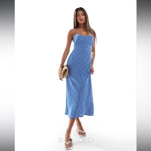 Brand New Hollister Blue Midi Open Back Dress
